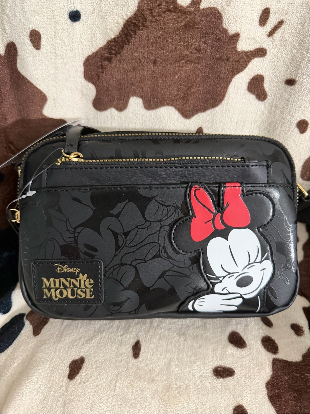 Primark Black Minnie Mouse Crossbody Bag with Red Bow